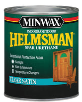 Minwax Helmsman 63205444 Spar Urethane Paint, Satin, Clear, Liquid, 1 qt, Can